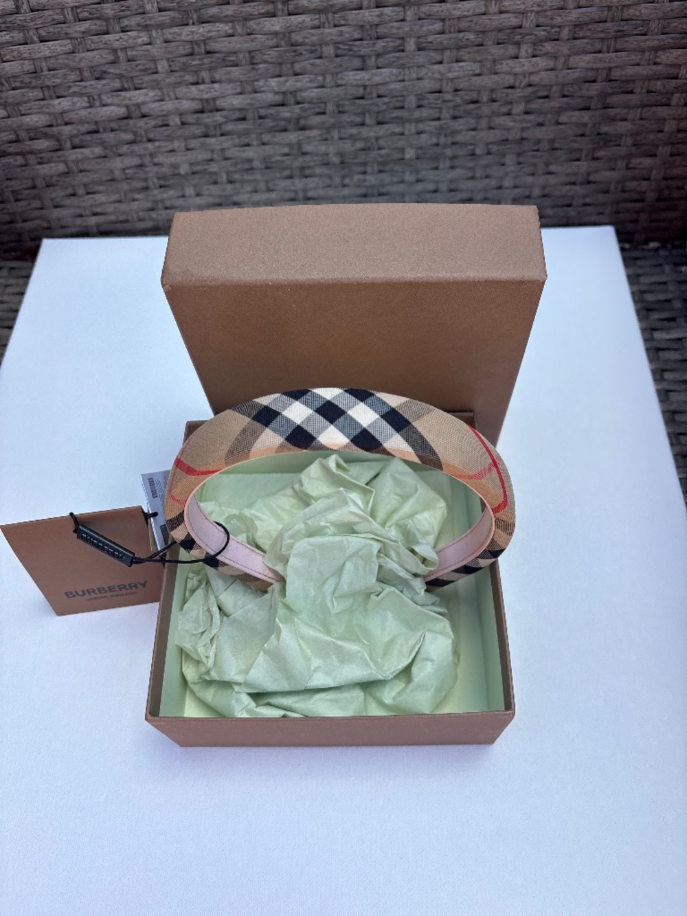 Burberry Kids Check Headband Archive Beige w/ Box & Tags
